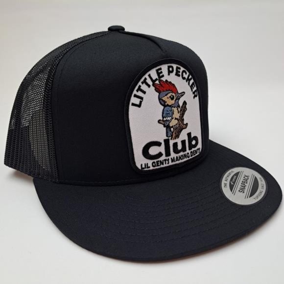 Funny Gag Gift Retro Vintage Style Patch Lil Pecker Club Patch Flat Bill Trucker - Picture 3 of 5